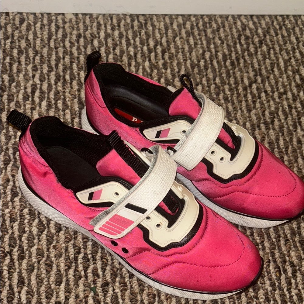 Prada Pink and White Sneakers with Easy Straps